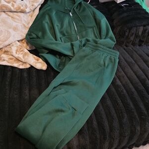 Green Hoodie and Sweatpants Set